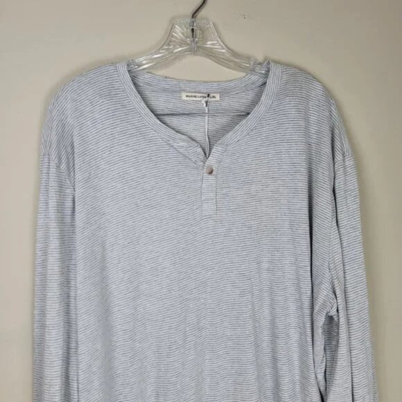 Marine Layer Peralta Stripe Henley Long Sleeve Shirt Size L/XL - Picture 4 of 10